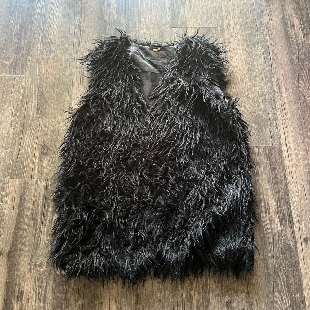 Aldo Black Faux Fur Vest Sz S
